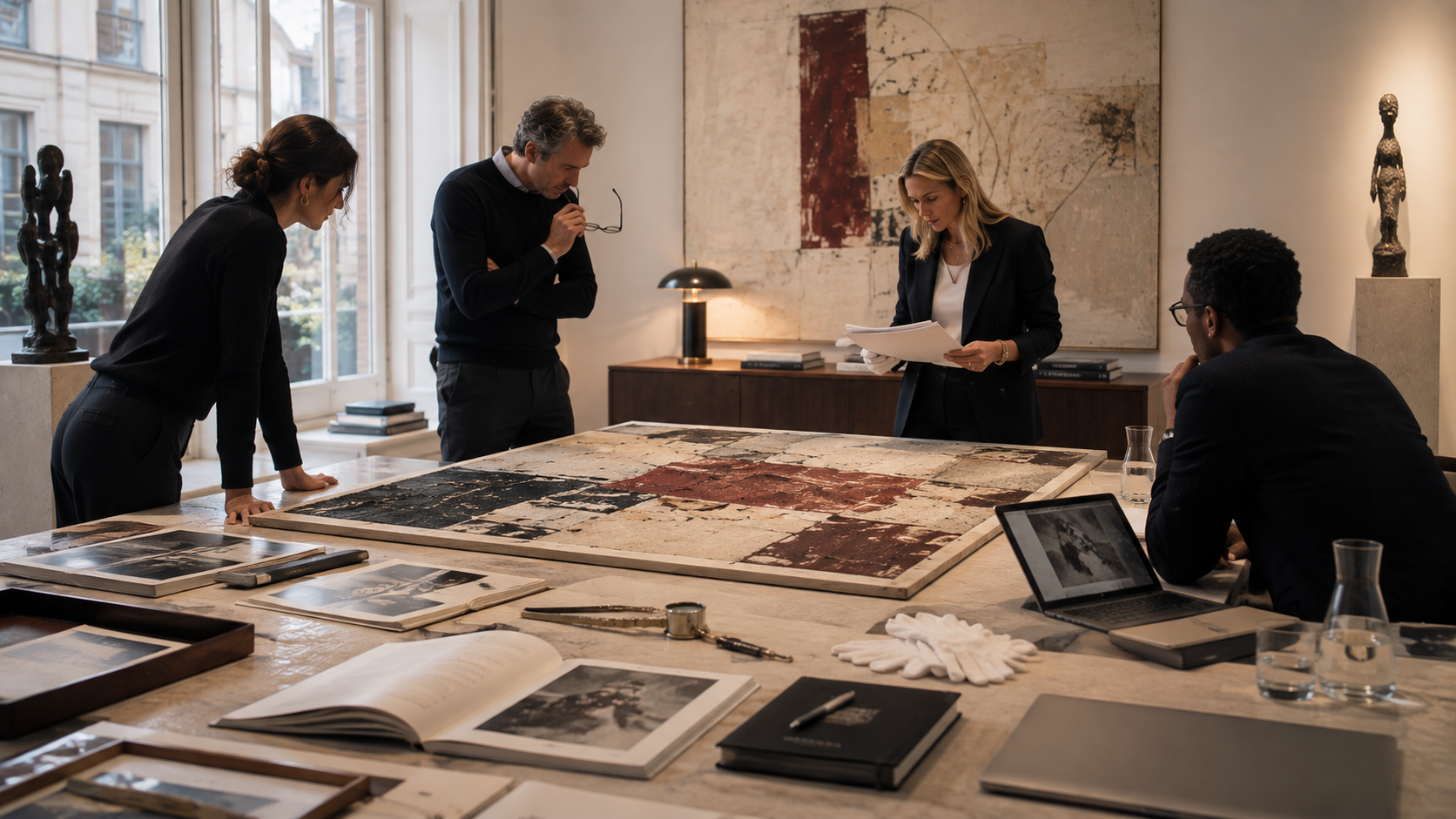 Art table with artworks — Burgundy Capital art and cultural assets advisory